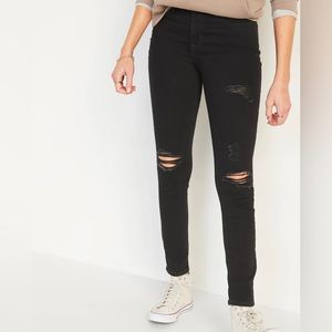 High-Waisted Pop Icon Black Ripped Skinny Jeans - Old Navy - size 4